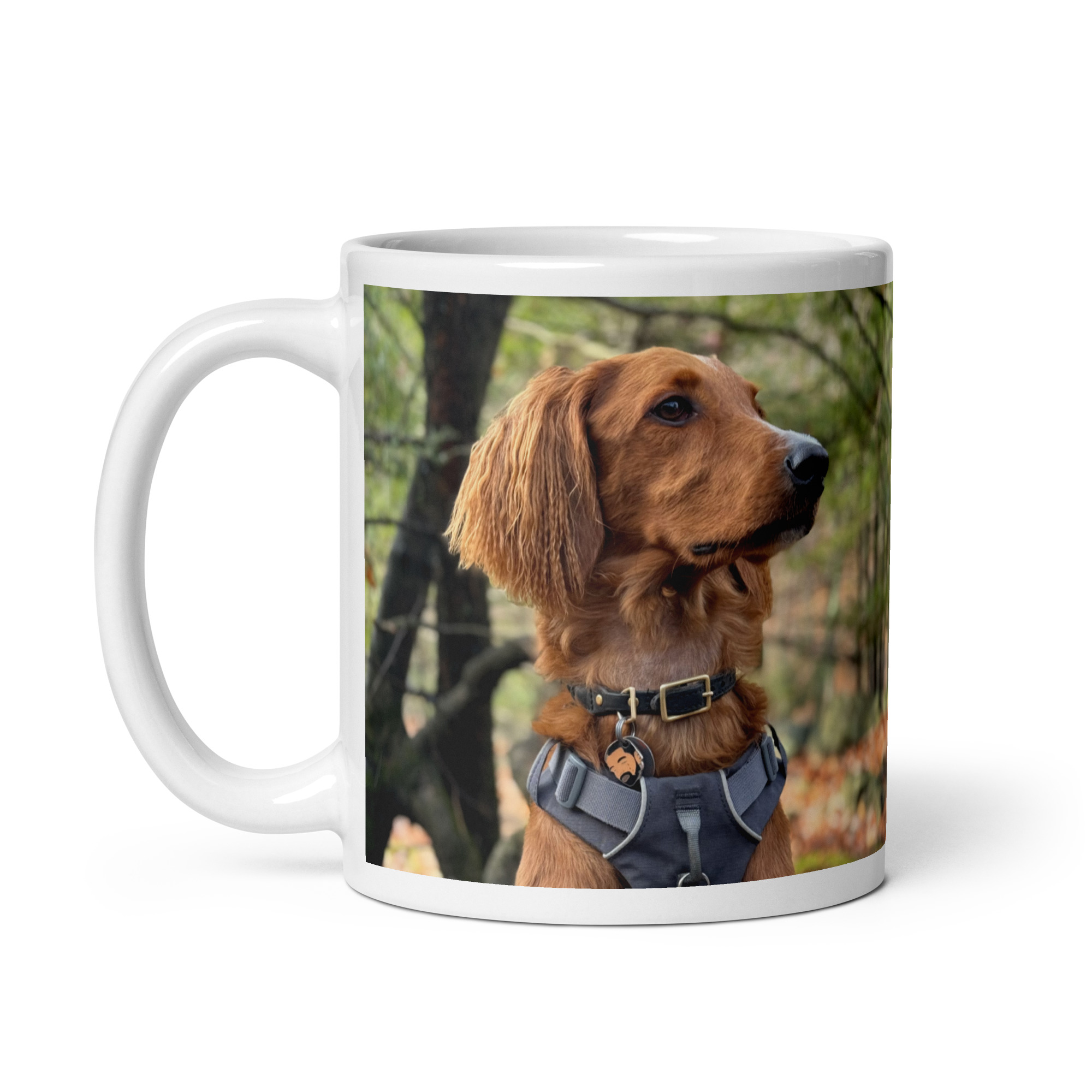 White Glossy Mug with Jaxy Dog Image