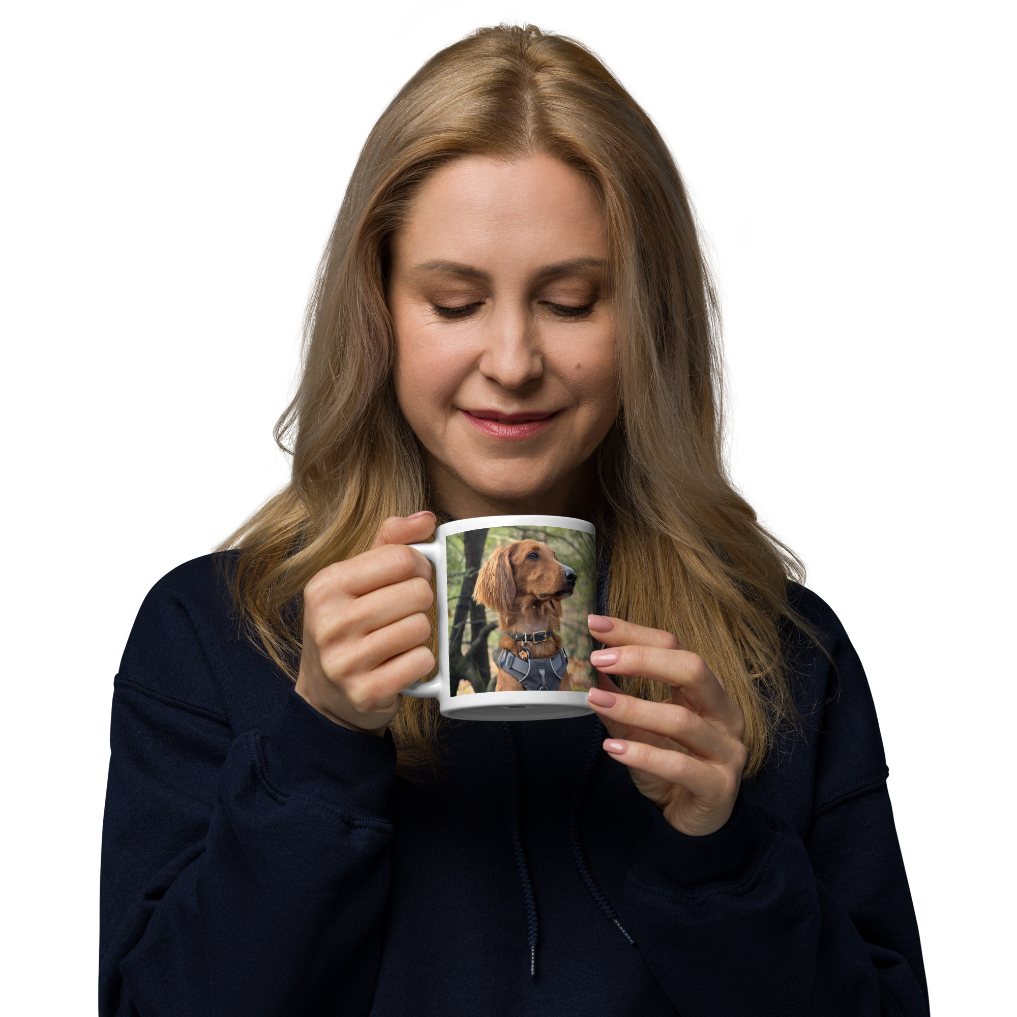 White Glossy Mug with Jaxy dog Image - Image 2